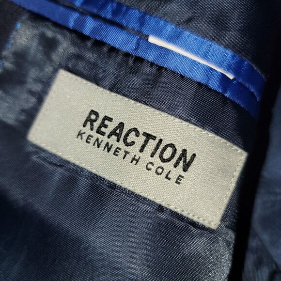 Kenneth Cole Reaction Mens's Navy Suit Jacket 38R 31W Slim Fit - Picture 3 of 16